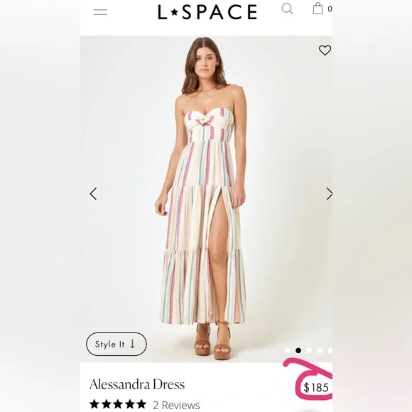 Lspace Alessandra Strapless Dress Striped Twist Front Sm Pink Blue Silver Cream - Picture 8 of 10